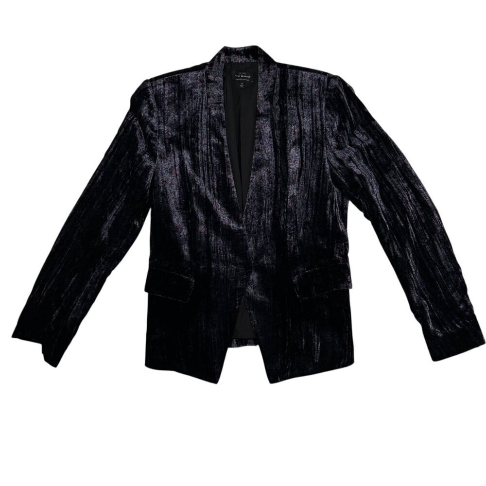 Lucky Brand Velvet Floral Blazer 4 Women Black Formal Party Office